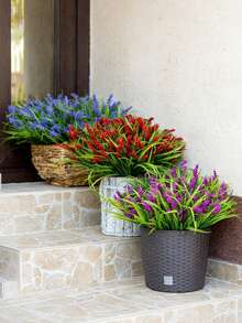 1/6支人造薰衣草花，仿真薰衣草植物，37厘米/14.57英寸，婚礼装饰，派对装饰，桌面摆件，卧室客厅装饰，花瓶填充物，家居装饰，情人节装饰，花园装饰，春季装饰，节日装饰 - 彩色 - 查看 6