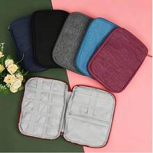 2 piezas Estuche de almacenamiento de correa de reloj de nailon, bolsa organizadora portátil de viaje para correa de reloj, cable de datos, adecuado para correa de , auriculares, cargadores, joyas, cosméticos y otros accesorios - Negro + Vino Tinto - Ver 9