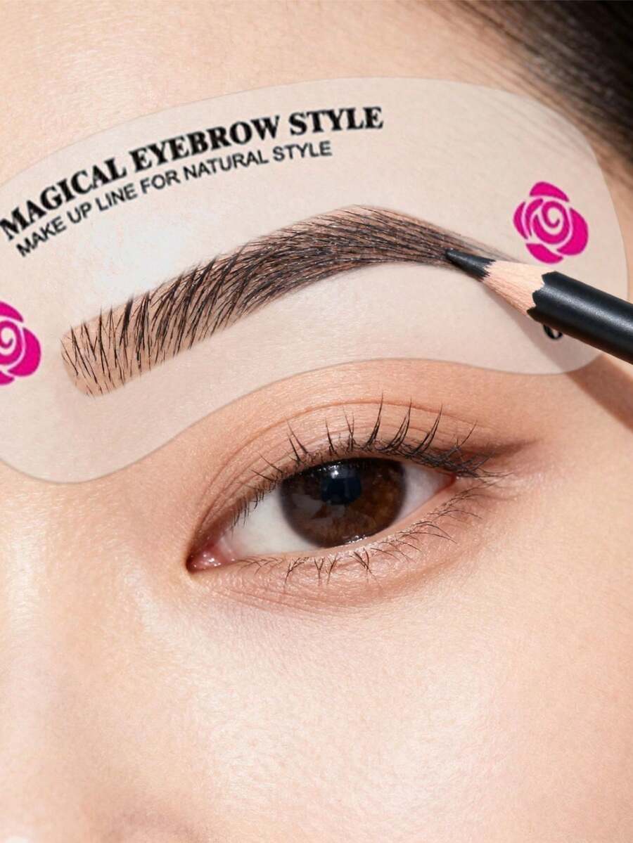 24pcs Reusable Eyebrow Stencils & Razor - Perfect Eyebrow DIY Tool Kit, Create Flawless Brows, 24pcs Reusable Silicone Eyebrow Stencils, Eyebrow Stencil Cards, Eyebrow Painting Stencil Cards, Eyebrow Sticker - Multicolor - View 1