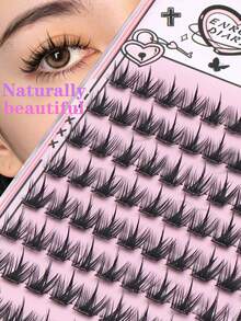 96pcs Natural Single Cluster Self-Adhesive False Eyelashes - Transparent Lash Stems. Realistic Cartoon-Style Lashes, Lightweight And Glue-Free, Dense, Curled And Lengthening. Self-Adhesive Design, Perfect For Bare-Faced Or Natural Makeup. Reusable, Suitable For Daily Life, Weddings, Dates, Parties, Music Festivals, And Various Occasions. - C - View 2