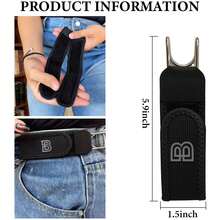 4pcs [Lazy Belt] Buckleless Belt Hook, Elastic Belt No Buckle, Tactical Metal Hook Elastic Belt Suitable, Adjustable Invisible Waist Strap With Buckle-Free System, For, Tactical Gear, Everyday Carry, Belt Loop Attachment - Stainless Steel Buckle - View 7