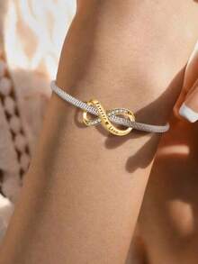 2pcs/Set Fashionable Six Gemstone Cat Heart Pendant, Suitable For Women Bracelet, Bangle DIY Jewelry Making And Daily Outfit Matching - Gold - View 10