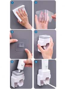 壁挂式牙刷架兼牙膏分配器，可放置2支牙刷，自动挤牙膏，是家庭和情侣的理想浴室配件。 - 彩色 - 查看 10