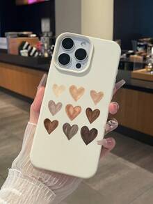 3件套爱心印花仿皮纹理防摔防刮防滑手机壳，可爱爱心美学设计（红色迷你爱心、米色渐变爱心、白色线条爱心），兼容 11/12/13/14/15/16/16 Plus/17/17 Pro/17 Pro Max/16e 和 Galaxy S24 Ultra/S25 Ultra/A06 - 彩色 - 查看 4
