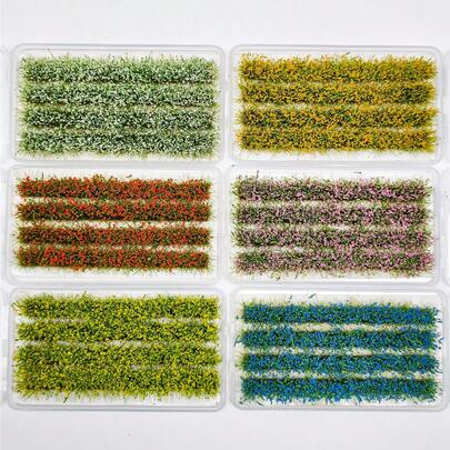 4pcs/Box Model Scenery Shrub Bushes, Road Decor, Handmade Isolation Strips