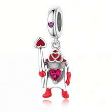 1pc 925 Sterling Silver Heart Queen Pendant, Dangling Bead Gothic Style Jewelry Gift - Silver - View 2