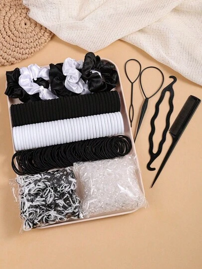 1159pcs/Set Basic Fashion Hair Accessories Set, Including Satin Scrunchies For Elegant Casual Looks, Multi-Color Basic Hair Ties, And Practical Styling Tools - Suitable For Women, Meets Daily Matching Needs. Whether Simple Ponytail, Intricate Updo, Or Creative Hairstyles, Easily Achieved With These Versatile, Practical Must-Haves!, Headpiece, Hairstyling Set
