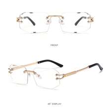 1副新款时尚高端复古男女方形无框欧美金属时尚眼镜，可用于商务、旅游、旅行和送礼。 - 多色 - 查看 3