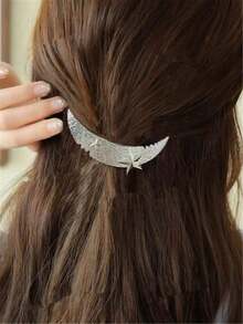 1pc Fashionable Rhinestone Cute Star & Moon Hair Clip, Suitable For Daily Use And Holidays - Multicolor - View 5