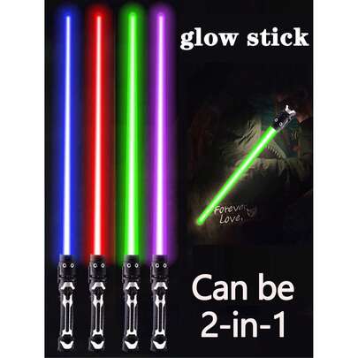 Christmas Decorations: 1pc Random Color Retractable Glow Stick, 2-In-1 Flashing Glow Stick, Stress Relief Retractable Sword Toy (Batteries Not Included), Some Parts With Random Colors, Games, Toys, Gifts