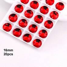 16mm, 20pcs/Pack, Flat Double-Hole Exquisite Glass Rhinestones, Round Shape, For Sewing Wedding Dresses, Handbags, Shoes Decoration, Jewelry Making Accessories - 16mm 20pcs - View 23