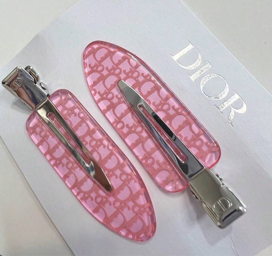 Dior 2个/套 粉色透明树脂发夹，适合日常佩戴 - 粉色 - 查看 1