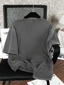 Áo thun nam Hemo phong cách đường phố, chất liệu cotton mềm mại, hơi co giãn, màu xám bạc, cổ tròn, tay ngắn, thích hợp mặc hàng ngày hoặc đi học. - Xám - Xem 2