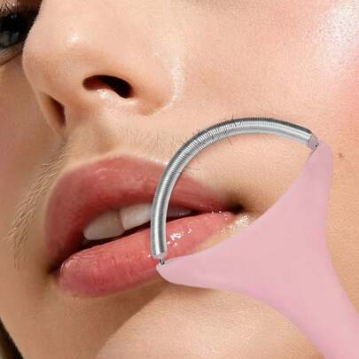 3件装无痛面部脱毛器，便携式弹簧滚轮脱毛器，弹簧式脱毛工具，轻巧脱毛器，男女通用，不锈钢弹簧螺纹面部脱毛工具，身体脱毛器，面部脱毛器，适用于去除上唇、下巴、颈部、手臂和腿部的多余毛发 - 易于使用，脱毛，美容工具，脱毛线，不锈钢化妆工具，采用温和有效的弹簧技术，脱毛棒，美容化妆工具（粉色/蓝色/橙色）