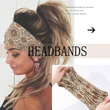 1 pieza Diadema ancha de moda estilo bohemio, diadema elástica con estampado floral antideslizante, pañuelo para el cabello de yoga y fitness, accesorio para el cabello estilo bohemio, hecho de fibra de poliéster, para playa y vacaciones - Multicolor - Ver 6
