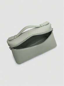 1 pieza Bolso de hombro cuadrado de unicolor con textura de grano de litchi en PU, bolso de mano pequeño para mujer, adecuado para combinar con diaria, salidas, compras, fiestas, bol - verde menta - Ver 7