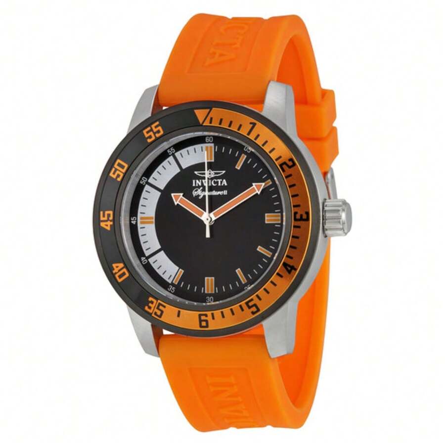Invicta Signature II Black Dial Stainless Steel Orange Rubber Men's Watch 7466 - 均碼 - 查看 1