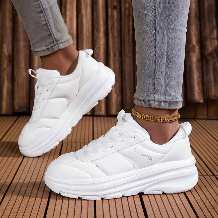 DJSUNNYMIX 女士休闲运动鞋，跑步、健身、日常百搭 - 白色 - 查看 10