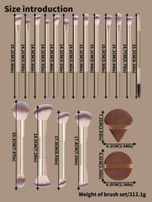 6pcs/13pcs/23pcs Makeup Brush Set Includes: Brush Holder, Foundation Brush, Blush Brush, Eyeshadow Brush, Mascara Brush, Eyebrow Brush, Lip Brush, Highlighter Brush, Contour Brush, Nose Brush, Makeup Sponge, Makeup Tools, Makeup Brush Set, Women/Girls Travel Makeup Brush Set, Makeup Brush Set, Complete Makeup Brush Set, Full Makeup Brush Set, Makeup Set, Makeup Brush Set, Makeup Gift Set - Gold - View 9