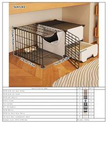 Cat Litter Box With Drawer, Large Space Indoor Pet Cage, Kitten Villa - Multicolor - View 16