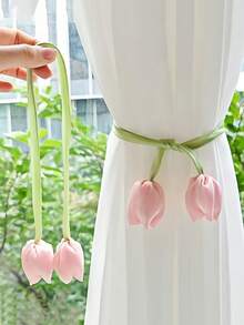 Two Sets Of Tulip Curtain Ties For Moving Into A New Home, Perfect As Gifts For A Wedding Or Housewarming Decoration, Including Curtain Tie Ropes And Storage Cords - Multicolor - View 2