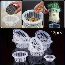 Bộ 12 giỏ trồng cây thủy canh - Chậu trồng cây bằng nhựa dùng cho việc làm vườn ban công tại nhà và sản xuất cây giống | Bộ dụng cụ thiết yếu để ươm cây con và trồng rau. - Giỏ trồng cây 12 chiếc - Xem 7