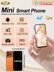 4,5 pouces 2 Go de RAM 16 Go de ROM Double SIM Double Veille Réseau 4G GPS WiFi Mini Smartphone - Argent - Voir 15