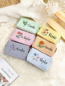 个性化伴娘化妆包，女士大容量网眼化妆包，伴娘礼物，化妆品收纳袋，刺绣字母洗漱包，刺绣化妆包，伴娘化妆包，伴娘礼物，女士礼物，个性化礼物，婚礼派对，礼物，新娘送礼会订婚礼物，休闲都市风 - 彩色 - 查看 3