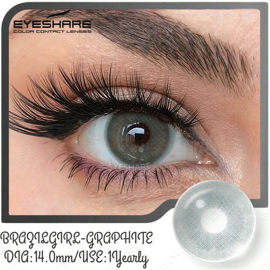 Soft EYESHARE Natural Brown BRAZILGIRL Series, 2 Pieces Green For Men And Women For Makeup, In Shades Of Brown, Blue And Gray, For Annual Use, Shipped From Brazil - (No Prescription) - GRAPHITE - 查看 1