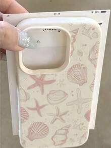 1个白色海星贝壳图案全包覆式TPU防震手机壳，兼容苹果16、15、14、13、12、11 Pro Max - 彩色 - 查看 1