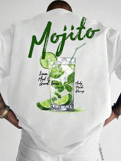 Men's Crew Neck T-Shirt Mojito Fresh Theme | Short-Sleeved T-Shirt With A Summer Drinks Theme! Suitable For Lovers Of Fresh Summer Elements, A Stylish Choice For Social Gatherings And Everyday Casual Wear, Machine Washable And Easy Care.