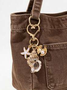 天然不对称贝壳、海星、海螺和海星装饰包挂件，心形扣环设计，钱包挂件装饰，适合作为伴娘礼物，海洋风海星贝壳钥匙扣装饰，非常适合女士度假期间日常使用，时尚夏季海滩配饰，是母亲节、情人节和其他节日的理想礼物。 - 查看 8