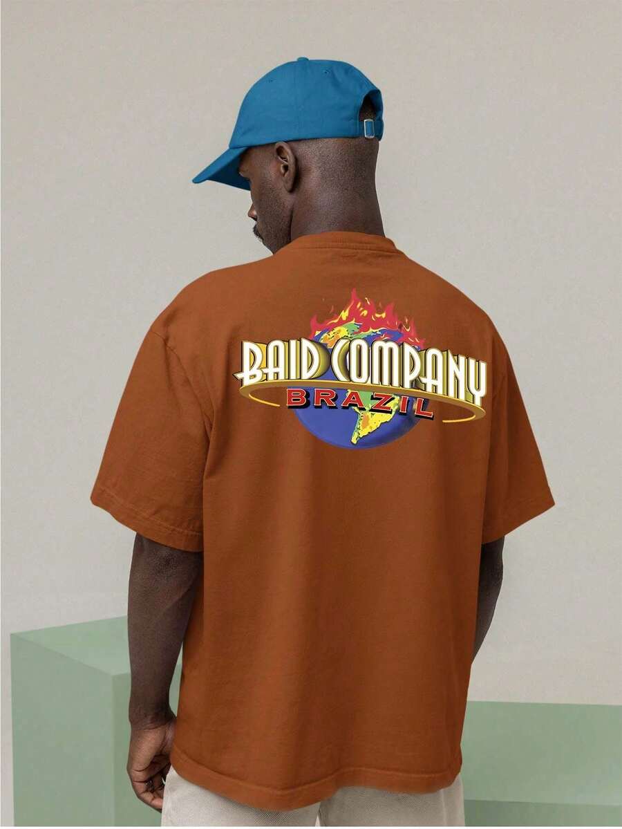 Unisex T-Shirt 100% Cotton Baid Company Streetwear New Release Today Plus Size - 摩卡棕 - 查看 1