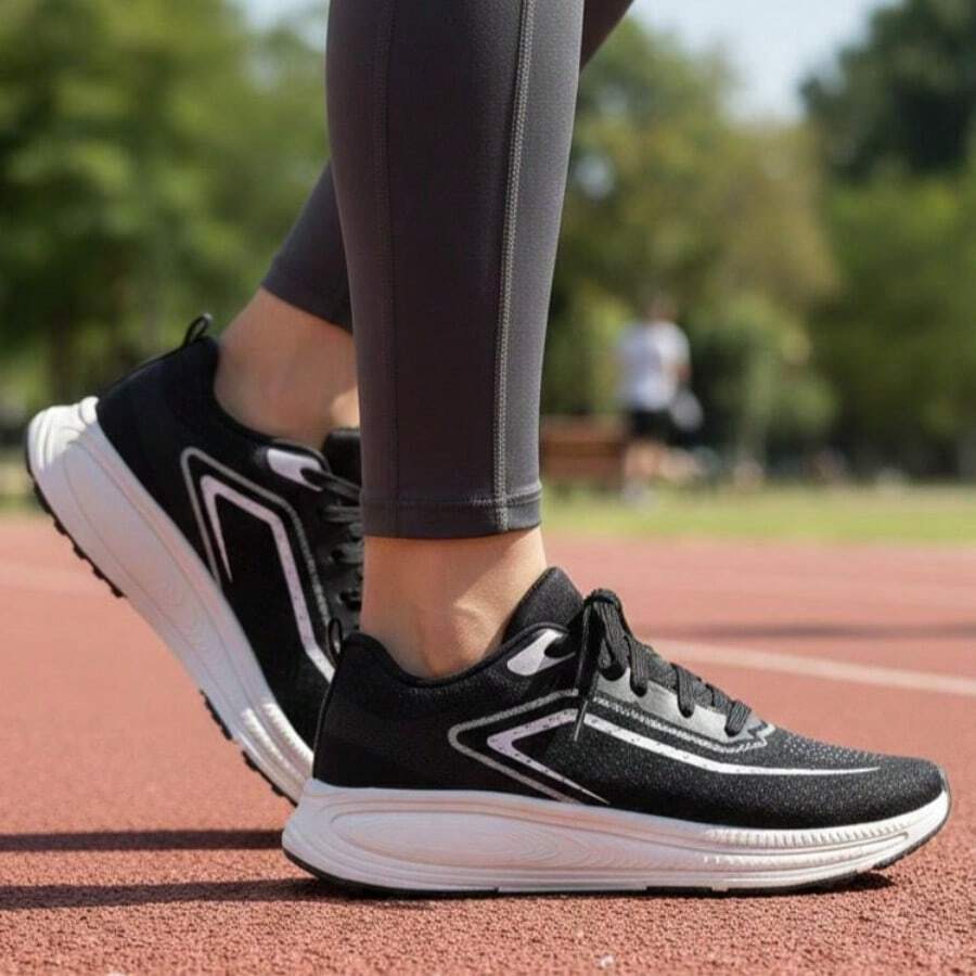 Comfortable Sports Shoes For Gym, Walking, Running 149a - Black and White - View 1