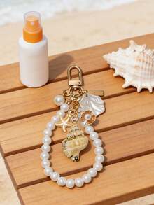 Natural Asymmetrical Seashells, Starfish, Conch & Starfish Bags Charms, Love Buckle Design, Wallet Pendant Decoration Charm Bridesmaid Gift Summer Accessories Beach Vacation Pendant Decoration Ocean Starfish Shell Keychain Details & Charming Accessories Suitable For Women'S Ideal Vacation Daily Use, More Popular With Fashion People Summer Beach Accessories, Ideal Gift For Mother, Valentine'S Day Gift - Multicolor - View 3