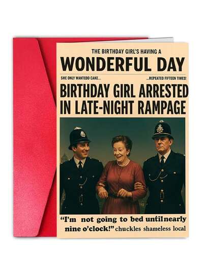1pc,Humorous Female Birthday Card Showcasing A Fun Late Night Party Theme, Perfect For Giving To Friends, Family, And Colleagues Who Enjoy Laughing On Her Special Day, With An Envelope Included.