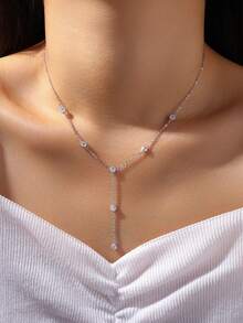 925 Sterling Silver Moissanite Necklace, Hypoallergenic Minimalist Pendant Necklace, Luxury Gift For Valentine's Day, Mother's Day, Birthday, Girlfriend, Wife, Mom (Gift Box With Certificate) - Silver - View 3