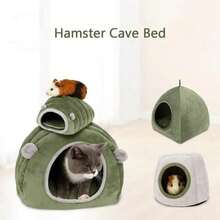 Cama Cueva Acogedora de Peluche para Hurones, Erizos, Cobayas y Hámsters, Casa para Mascotas - pirámide gris - Ver 2