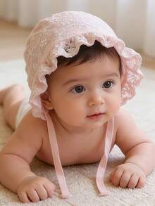 1pc 0-6 Months/6-12 Months Spring/Autumn Lightweight Baby Hat, Summer Lace Princess Bucket Hat For Newborn Infant Toddler Girls, Adjustable Lace Hollow Sun Hat, Suitable For Baby Birthday - 1PC - View 7