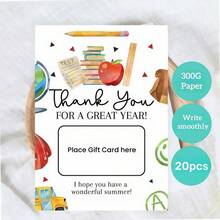 Bộ 20 hộp đựng thiệp cảm ơn thiết kế cầu vồng và xe buýt trường học, thích hợp cho dịp cuối năm học, hè, tri ân giáo viên, quà tặng lớp học, đồ dùng học tập đầu năm. - Thẻ quà tặng giáo viên - ngôi sao vàng - Xem 6