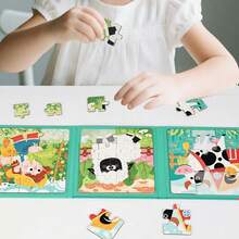 50pcs Montessori Magnetic Puzzle Book, 3-In-1 Colorful Animal, Vehicle, Farm, Ocean Scene Puzzles, Suitable For 3-6 Years Old Kids, Magnetic Game Book, Portable Travel Quiet Book, Montessori Toys, Cognitive Observation, Hands-On Learning, Preschool Kindergarten Activity, Christmas Birthday Gift For Boys And Girls - Multicolor - View 9