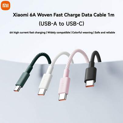  1m Xiaomi 6A Braided Fast Charging Data Cable (USB-A To USB-C), Global Version 120W MAX Rapid Charging, Reliable Braided, Multi-Color, Widely Compatible With Phones, Tablets, Laptops