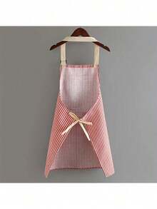 1pc Linen Waterproof Apron, Blue Gray Brown White Striped Apron, Adult Kitchen Apron, Breathable Fashion Waterproof Apron, Kitchen Supplies - View 4
