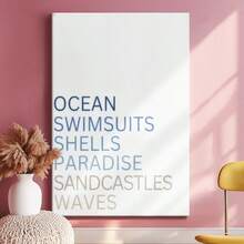 1pc Summer Minimalist Inspirational Wall Art, Motivational Quote Framed Wall Art, Wrapped Canvas Poster Vintage Prints, Ocean, Swimsuits, Shells - Minimalist, Minimalistic, Modern, Graphic Style, Perfect Gift Decor, Wall Art for Living Room Bedroom Office, Hanging Hardware Included - Wrapped Framed Canvas, Vertical - Lienzo enmarcado - Ver 2