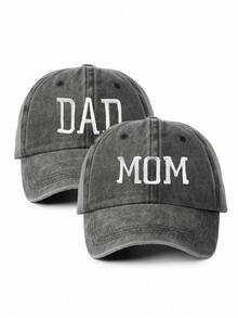 1/2pcs Embroidered "Dad/Mom" Classic Washed Baseball Cap, Suitable For Couples, Women Sun Hat, Trucker Hat, For Beach, Fishing, Party, Golf, Country, Birthday, Retro, Y2K Style, Gift For Friends,Holiday,Travel - Baseball Cap - View 12