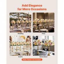 16 PCS Wedding Flower Vase, 15 In Tall Flower Table Centerpieces, Crystal Banquet Vases Easy Installation, Electroplated Versatile Arrangement Stand For Party Events Home Decor Reception, Gold - 15-inch Gold (16 pieces) - 查看 5