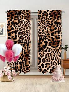 2 Stücke elegante Leoparden-Muster Vorhänge für Wohnzimmer und Schlafzimmer - pflegeleicht, vielseitig leichte Polyestervorhänge mit Gardinenband, geeignet für Wohnzimmer und Schlafzimmer, halbtransparent, ganzjährig verwendbar - Verschiedenfarbig - Übersicht 9