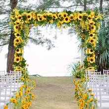 1/2/3pcs Artificial Sunflower Wreath, Silk Sunflower Hanging Garland With Green Leaves, Suitable For Room, Kitchen, Garden, Birthday, Wedding, Party, Dining Table Decor - Yellow - View 1