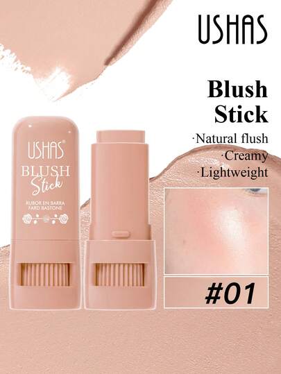  USHAS旋转腮红棒，乳霜质地，裸色，自然哑光妆效，持久显色，多用途腮红棒，可用于唇部、眼部和脸颊，适合所有肤质。