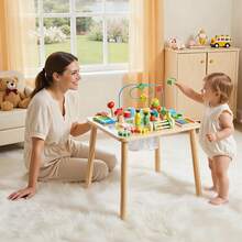 Montessori Activity Table For Toddler 1-3 Years Old, 13 In 1 Wooden Learn Activity Desk, Baby Play Table For Boys & Girls Aged 6+ Months, Great Birthday, Christmas, Children's Day Present - 13 trong 1 - Xem 1